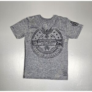 American Fighter T-Shirt Mens Small Acid Wash MMA Heather Gray Black Eagle